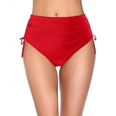 Χαμηλού Κόστους Μπικίνι σλιπ-Γυναικεία Μαγιό 2 κομμάτι Προκλητικό Μαγιό Κορδόνι Διακοπές Ρούχα παραλίας Συμπαγές Χρώμα Αμάνικο Μαγιό