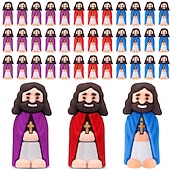 abordables Pascua de Resurrección-50/100 piezas de pequeñas figuras de Jesús, mini figuras de Jesús a granel, regalo de Pascua, pequeñas estatuas para rellenar huevos de Pascua, pequeñas figuras de Jesús multicolores, figuras en