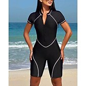 preiswerte One Pieces Rash Guards-Damen Anti UV Shirt Badeanzug Einteilige Patchwork Reißverschluss UV Schutz Hohe Elastizität Ärmellos Bademode Surfen Tauchen Schnorcheln Sommer