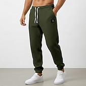 baratos calças de corrida-Homens Waffle Calças Esportivas Corredores Calças Calça casual Com Cordão Punho com Elástico Côr Sólida Conforto Comprimento total Diário Ao ar livre Streetwear Férias Moda Preto Branco Com Stretch