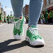 levne Dámská obuv-Dámské tenisky s motivem zeleného jetele ke Dni svatého Patrika – lehké prodyšné vycházkové boty s polstrovanou podrážkou, slavnostní sportovní styl na přehlídky, cestování, každodenní chůzi, cvičení a běžné nošení