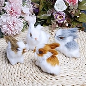 Недорогие Пасха-4 фигурки пасхальных кроликов ручной работы — универсальный праздничный декор для дома &amp;полка для демонстрации, неэлектрическая, без перьев, идеально подходит для Рождества, Хэллоуина, Хануки, Дня