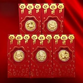 levne Event &amp; Party Supplies-5 ks pamětních mincí k roku 2026 (náhodný styl) 100 juanů, červené obálky, zlatá fólie, čínský Nový rok, štěstí, peněžní tašky, kulturní zboží