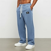 preiswerte Gerade Bein-Herren Jogginghose Hose Cordhose Freizeithose Kordelzug Elastischer Bund Gerader Schnitt Einfach Komfort Volle Länge Täglich Sport im Freien Ferien Urlaub Mode Blau Schwarz Mikroelastisch