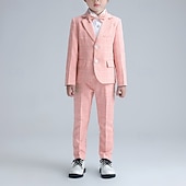 abordables Costumes et Tenues de Porteur d'Anneau-Costume quatre pièces pour garçon d'honneur, avec blazer. &amp; pantalon  &amp;chemises &amp;Costume garçon avec cravate, tenue formelle, décontractée, pour les fêtes en extérieur, mode, basique, à carreaux,