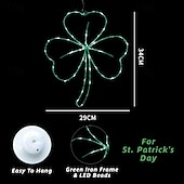 olcso Dekoratív fények-Szent Patrik-napi ír lóhere fű ablaklámpa AAA elemes beltéri erkély hálószoba nappali étkező fali dekoráció lámpa 35cm/13.78inch