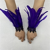 abordables Accesorios-Carnaval 2026 Accesorios de Samba del Carnaval de Río Muñequeras de Plumas Negras con Encaje - Pulseras Elegantes para Fiestas Gatsby Disfraz de Festival de Brasil