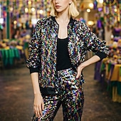 economico Cime-Retrò Vintage Anni '80 Cappotto Paillettes Tinta unita Costume Per donna Halloween Mascherata Performance Parata dell'Orgoglio Mese dell'orgoglio Adulti Cappotto Tutte le stagioni