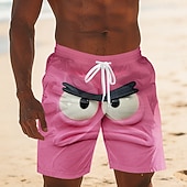  Per uomo Illusione ottica Fantasia "Cartone 3D" Volto umano Costumi da bagno Pantaloncini da mare Pantaloncini da Surf Misura del girovita medio Divertente Camicia hawaiana Vacanza al Mare Tasche