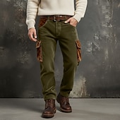 economico Pantaloni cargo-Per uomo Pantaloni Cargo Pantaloni in velluto a coste Pantaloni da Lavoro Elastico in vita Multi-tasche Gamba Dritta Patchwork Traspirante Lunghezza intera Casuale Quotidiano All'aperto Vacanza Moda