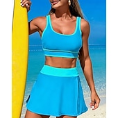 tanie Tankini i bikini do surfingu-Damskie Tankini 2-częściowa Stroje kąpielowe Blokowanie kolorów Elastyczny Bez rękawów Kąpielówki Surfing Nurkowanie z rurką Pływacki Lato