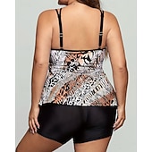abordables Surf Tankinis &amp; Bikinis-Femmes Maillot de bain 2 Pièces Tankini grande taille Tropical Ultra Léger (UL) Contrôle du ventre Élastique Sans manches Maillot de Bain Surf Plongée en apnée Été