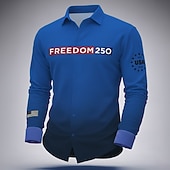 voordelige Patriottische 250 T-shirts-Voor heren 4 juli, 250e verjaardag van de VS Vaderlandslievend FREEDOM Overhemd Wafel Shirt Normaal shirt Lange mouw Mode-casual Dagelijks gebruik Feestdagen Zomer Lente Strijkijzer 3D-afdrukken Met