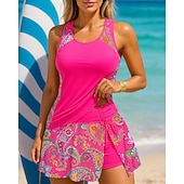 Недорогие Серфинг Танкини и Бикини-Жен. Купальник с цветочным принтом Танкини 2 предм. С принтом Эластичный Без рукавов Купальники Серфинг Для погружения с трубкой Плавание Лето