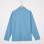 economico Polo classica da uomo-Per uomo Camicia di Velluto a Coste Testurizzato Casuale Sportivo Bavero Manica Lunga Moda Essenziale Blocco di colori Bottoni Caldo Autunno Primavera &amp; Autunno Vestibilità regolare Nero Blu scuro