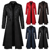cheap Outerwear-Retro Vintage Punk &amp; Gothic Medieval Coat Tuxedo Tailcoat Long Sleeves Ebenezer Scrooge Vampire Knight Ritter Fancy Dress Men's Steampunk Halloween Performance LARP Ren Faire Adults Coat
