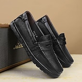 baratos Mocassins casuais-Mocassins masculinos leves e fáceis de calçar, em couro sintético respirável – calçado prático para uso casual, no escritório e no dia a dia.