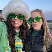 baratos Dia de São Patricio-Conjunto de 10 óculos com trevo de quatro folhas verde-irlandês para o Dia de São Patrício - acessórios de festa e fantasias de trevo da sorte.