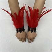 abordables Accesorios-Carnaval 2026 Accesorios de Samba del Carnaval de Río Muñequeras de Plumas Negras con Encaje - Pulseras Elegantes para Fiestas Gatsby Disfraz de Festival de Brasil