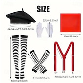 preiswerte Damenkostüme-Mehre Accessoires Ausgefallene Kostüme Pantomimenkünstler Pantomime-Clown Zirkus Cosplay-Kostüm Gestreift Erwachsene Damen Halloween Karneval Party Leistung Verkleiden