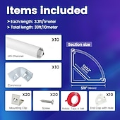 halpa LED-tarvikkeet-6 kpl 10 kpl 3,3 jalan / 1 m V-muotoinen LED-kanava hopeanvärinen alumiininen LED-nauha, diffuusorikanava maitomaisella valkoisella suojuksella, himmeä kulmavalaistus, helppo asennus, ei sisällä