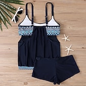 levne Surfovací tankiny a bikiny-Dámské Plavky Tankini 2 ks S potiskem Ultra lehký (UL) Ochrana proti UV záření Elastický Bez rukávů Plavky Surfování Šnorchlování Léto