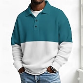 Χαμηλού Κόστους Ανδρικό γεωμετρικό πόλο-Ανδρικά Συνδυασμός Χρωμάτων Πόλο Μακρυμάνικο Μπλουζάκια πόλο Πέτο Καθημερινό Σχολείο Ένδυση γυμναστικής και άθλησης Καθημερινά Ρούχα 3D εκτύπωση Άνοιξη Φθινόπωρο