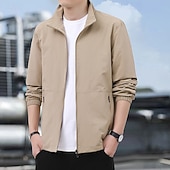 economico Giubbotti Casual-Per uomo Giacca Leggera Giacca Casual Casuale Quotidiano Sport Tasca Primavera Autunno Semplice Streetwear Elegante Collo alla coreana Regolare Nero Blu marino Cachi Verde militare Grigio scuro Giacca