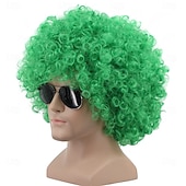  Grüne Perücken Kurze Grüne Clown Fluffige Perücke 70er 80er Afro Disco Perücken Synthetische Anime Cosplay Lustige Kostümhaare