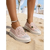voordelige Vrouwen-Met parels versierde bruidssneakers voor dames - elegante instapschoenen met strass steentjes voor strandbruiden