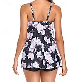 abordables Surfing Tankinis &amp; Bikinis-Mujer Traje de baño con estampado floral Traje de baño Tankini Floral Tropical Control de barriga Elástico Sin Mangas Bañadores Surf Playa Vocación Verano
