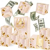 お買い得  誕生日-6/8/10/16/20個のサプライズバースデーバウンスボックス | 男の子と女の子のためのクリエイティブな赤いラッキーギフトボックス、サプライズギフトパッケージ、現金やカード用の折りたたみ式爆発マネーギフトボックス &amp;誕生日にぴったりの写真