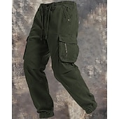 economico Pantaloni cargo-Per uomo Pantaloni Cargo Joggers Pantaloni Coulisse Elastico in vita Multi-tasche Semplice Antivento Comodità Quotidiano All'aperto Ferie Streetwear Elegante Nero Verde militare Inelastico