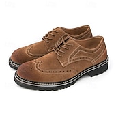 Χαμηλού Κόστους Μπρογκ παπούτσια-Ανδρικά καφέ σουέτ μπρογκ παπούτσια, άνετα και μοντέρνα, ευέλικτα υποδήματα για casual και ημιεπίσημες εκδηλώσεις