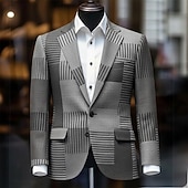 abordables Blazers Imprimés pour Hommes-Homme Bloc de Couleur Veste blazer Manteau Confortable Décontracté Respirant Artistique Occasionnel Quotidien Tenue de soirée Festival Avec Poches Impression 3D Boutons Toutes saisons Cranté manche