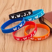 お買い得  贈り物-20個のWWJD「イエスならどうするだろう」ブレスレット - イエスのイメージとWWJDのイニシャルがインスピレーションと高揚感を与えるキリスト教の宗教的なシリコンリストバンド - 教会のグループ活動やパーティーのギフトに最適