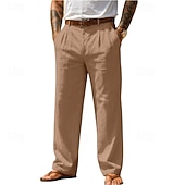 levne podnikání-Pánské Bavlněné plátěné kalhoty Kalhoty Letní kalhoty Volné kalhoty Plážové kalhoty Kapsy Pevná barva Pohodlné Prodyšné Denní Venkovní Plážové prázdniny Módní Černá Bílá Neelastické