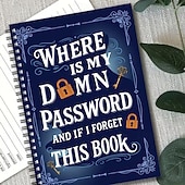 cheap Home Supplies-Spiral Password Notebook - Secure Password Organizer with Lock Design, for Home Office, Internet, Computer, Scrapbooking - Password Keeper Journal with Spiral Binding - Ideal for Passwords, Login