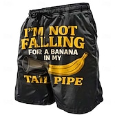 economico Retro Vintage &amp; Etica-Per uomo Banana Teiera Gergo divertente Costumi da bagno Pantaloncini da mare Pantaloncini da Surf Misura del girovita medio Divertente Casuale Vacanza al Mare Tasche Laterali fodera in rete Coulisse