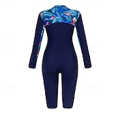 tanie Rash guardy One Piece-Damskie Docieplacze Strój kąpielowy One Pieces Niejednolita całość Tropikalny Zapiąć na zamek błyskawiczny Ochrona UV Wysoka elastyczność Długi rękaw Kąpielówki Surfing Nurkowanie Nurkowanie z rurką