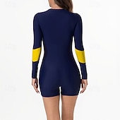 cheap One Pieces Rash Guards-Women's Rash Guard Bathing Suit One Pieces Patchwork Zip Up UV Protection High Elasticity Long Sleeve Swimwear Surfing Diving Snorkeling Summer