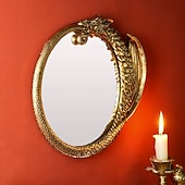 abordables Wall Sculptures-Vintage Gold Resin Flying Dragon Wall Mirror, Detailed Gold Scales, Room Decoration, Craft Ornament for Daily Home Decor, Holiday, Party, Birthday, Special Occasions