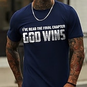 preiswerte Herren -Grafik -T -Shirt-Männer Kurzarm Grafik T-Shirt 'ICH HABE DAS LETZTE KAPITEL GELESEN GOTT GEWINNT' Christlicher Glauben Tee