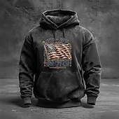 preiswerte Flagmuster-Herren Grafik Amerikanische US-Flagge Kapuzensweatshirt Pullover-Hoodie Bedruckter Hoodie Mode Streetwear Täglich Vintage-Retro Langarm Mit Kapuze Outdoor Streetwear Urlaub Rote Braun Grün Dunkelgray