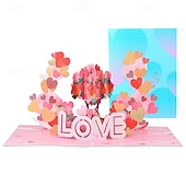 abordables Luces decorativas-Tarjeta 3D en Forma de Corazón Pop Up Regalos Rosados Compromisos Esposa Novio Esposo Novia 1 Tarjeta 1 Sobre