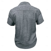 abordables Clásico-Hombre Camisa Camisa de lino Camisa de verano Ropa de playa Color sólido Casual Vacaciones Azul Piscina Azul Marino Caqui Gris Manga Corta Cuello Camisero Verano Primavera Ropa Bolsillo