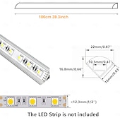 halpa LED-tarvikkeet-6 kpl 10 kpl 3,3 jalan / 1 m V-muotoinen LED-kanava hopeanvärinen alumiininen LED-nauha, diffuusorikanava maitomaisella valkoisella suojuksella, himmeä kulmavalaistus, helppo asennus, ei sisällä