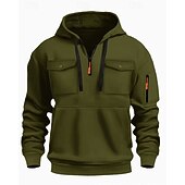 economico Felpa Tattica-Per uomo Felpa con cappuccio Felpa con cappuccio e zip Felpa con cappuccio e zip corta Nero Verde militare Blu marino Cachi Grigio chiaro Con Cappuccio Semplice Tasca Quotidiano Sport &amp; Outdoor Ferie