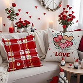 cheap Throw Pillows,Inserts &amp; Covers-Valentine's Day Throw Pillow Cover, Red Heart Balloon Decorative Cushion, Romantic Atmosphere Pillow for Sofa, Living Room, Bedroom, Cozy Holiday Accent