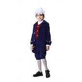  250th Anniversary USA Rococo Baroque Outfits Long Sleeves George Washington Alexander Hamilton Colonial Fancy Dress Boys' Carnival Independence Day 4th of July Kid's Coat Pants Collar